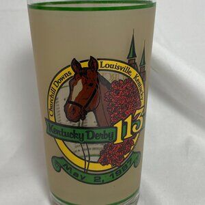 VNTG KENTUCKY DERBY 113TH RUNNING CHURCHILL DOWNS MAY 2,1987 OFFICIAL COMM GLASS